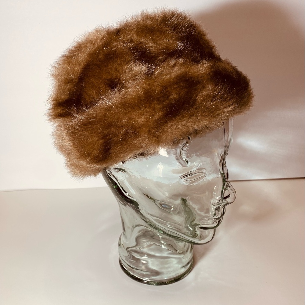 Vintage Faux Mink Fur Pillbox Hat